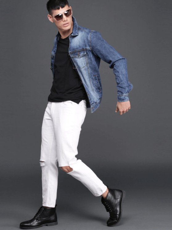 Mens Denim Jacket Dark Blue - DOCACCA - Denim Jacket - 