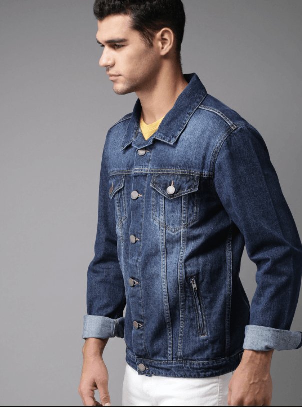 Mens Denim Jacket Dark Blue - DOCACCA - Denim Jacket - 