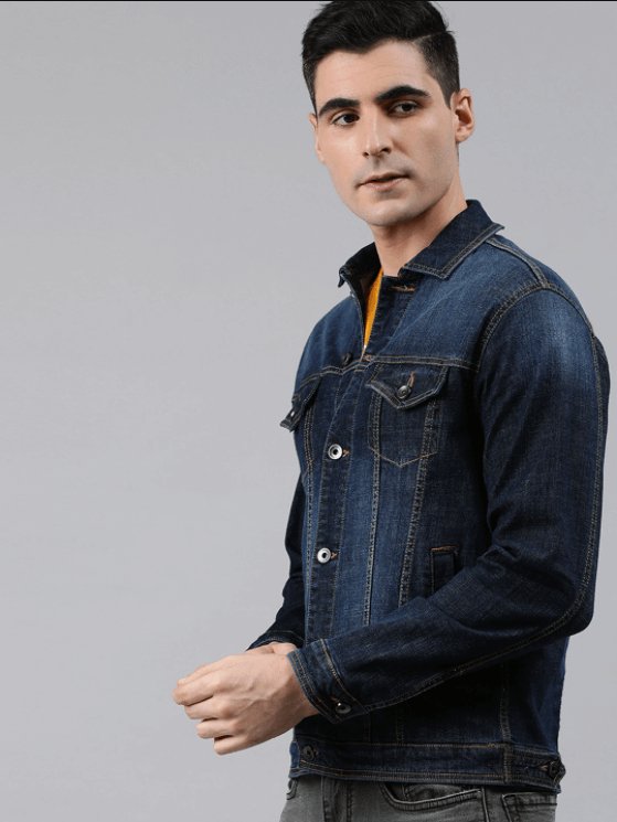 Mens Denim Jacket Dark Blue - DOCACCA - Denim Jacket - 