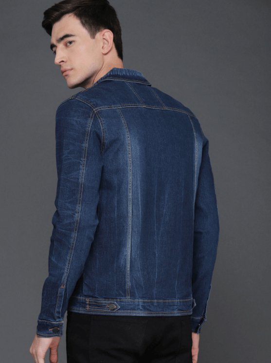 Mens Denim Jacket Dark Blue - DOCACCA - Denim Jacket - 