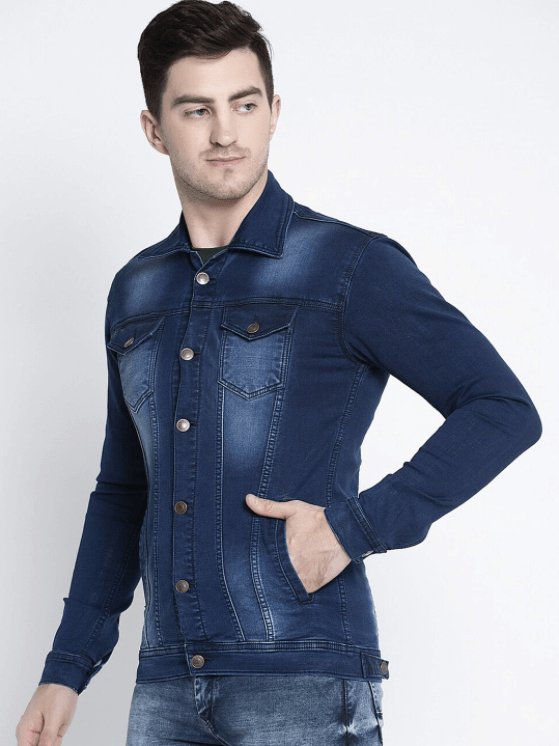 Mens Denim Jacket Dark Blue - DOCACCA - Denim Jacket - 