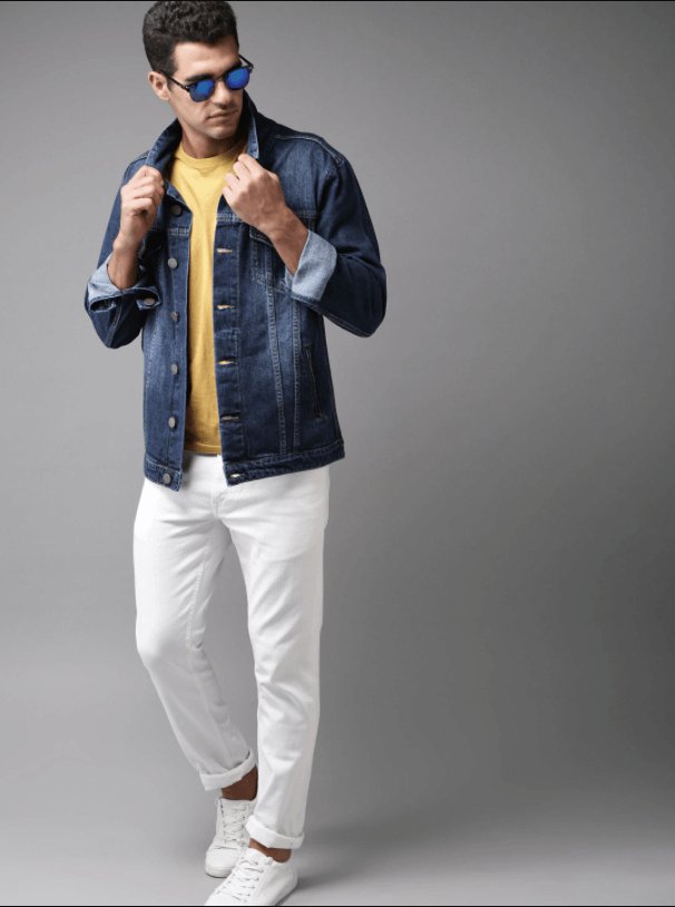 Mens Denim Jacket Dark Blue - DOCACCA - Denim Jacket - 
