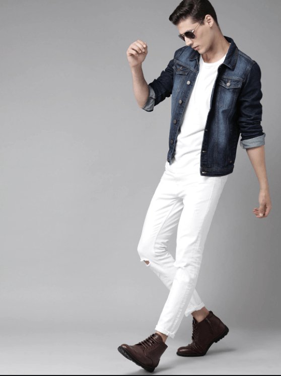 Mens Denim Jacket Dark Blue - DOCACCA - Denim Jacket - 