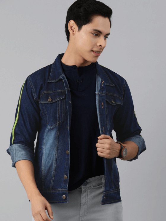 Mens Denim Jacket Dark Blue - DOCACCA - Denim Jacket - 