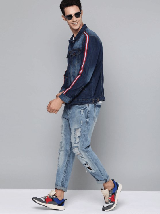 Mens Denim Jacket Dark Blue - DOCACCA - Denim Jacket - 
