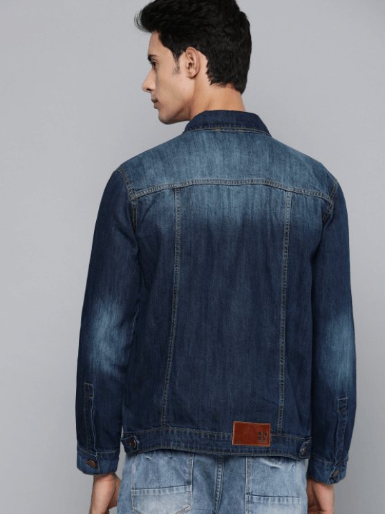 Mens Denim Jacket Dark Blue - DOCACCA - Denim Jacket - 