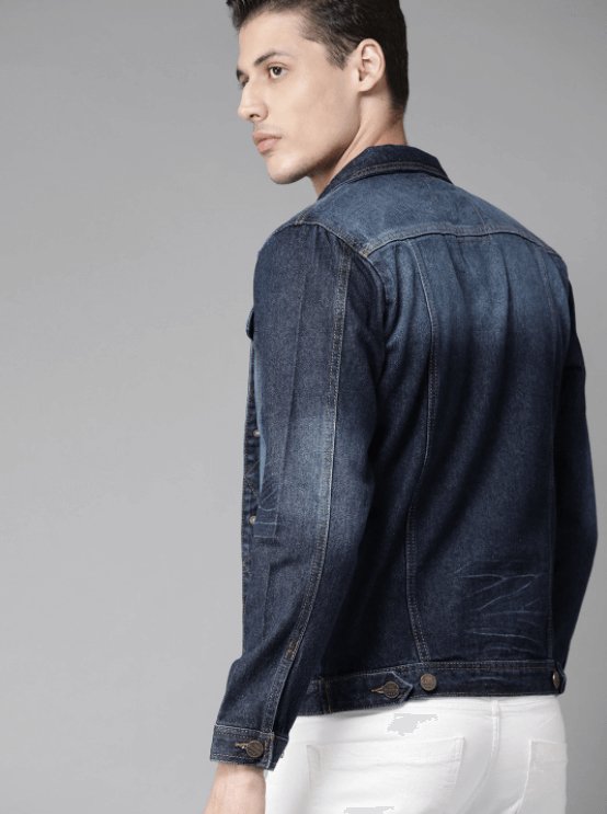 Mens Denim Jacket Dark Blue - DOCACCA - Denim Jacket - 