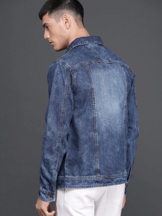 Mens Denim Jacket Dark Blue - DOCACCA - Denim Jacket - 