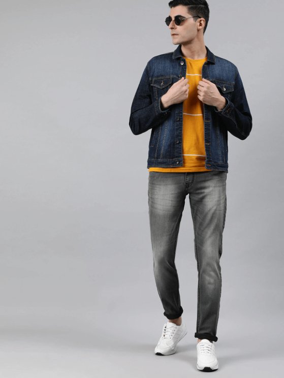 Mens Denim Jacket Dark Blue - DOCACCA - Denim Jacket - 