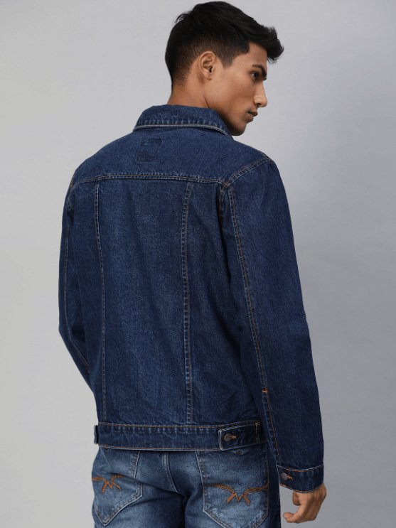 Mens Denim Jacket Dark Blue - DOCACCA - Denim Jacket - 