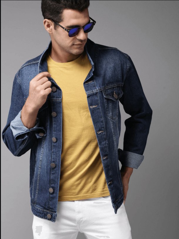 Mens Denim Jacket Dark Blue - DOCACCA - Denim Jacket - 