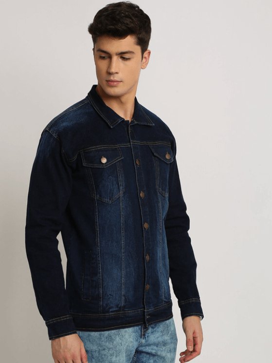 Mens Denim Jacket Dark Blue - DOCACCA - Denim Jacket - 