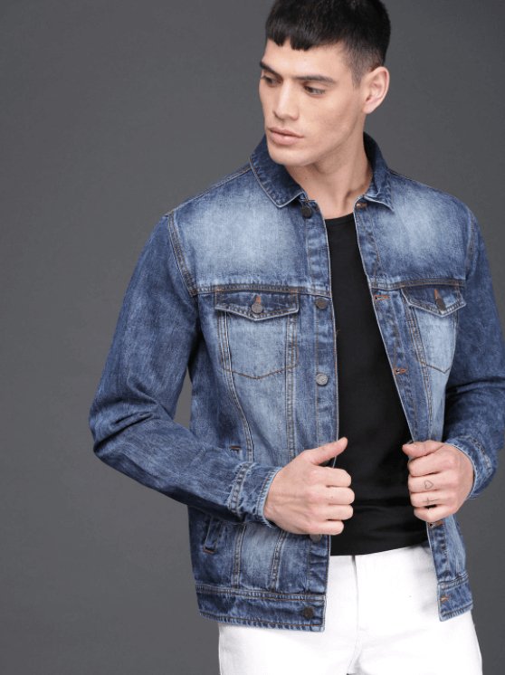 Mens Denim Jacket Dark Blue - DOCACCA - Denim Jacket - 