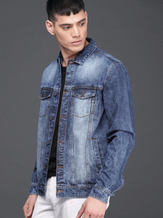 Mens Denim Jacket Dark Blue - DOCACCA - Denim Jacket - 