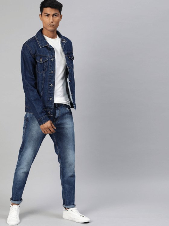 Mens Denim Jacket Dark Blue - DOCACCA - Denim Jacket - 