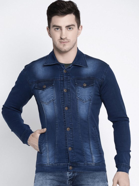 Mens Denim Jacket Dark Blue - DOCACCA - Denim Jacket - 