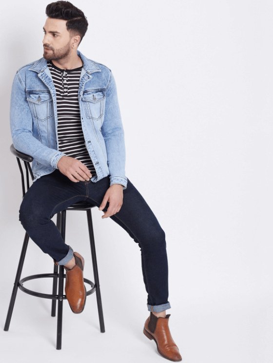Mens Denim Jacket Light Blue - DOCACCA - Denim Jacket - 
