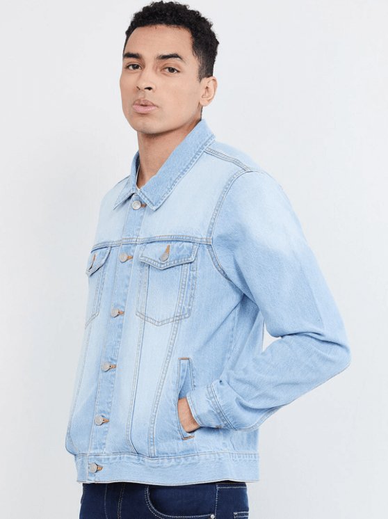 Mens Denim Jacket Light Blue - DOCACCA - Denim Jacket - 