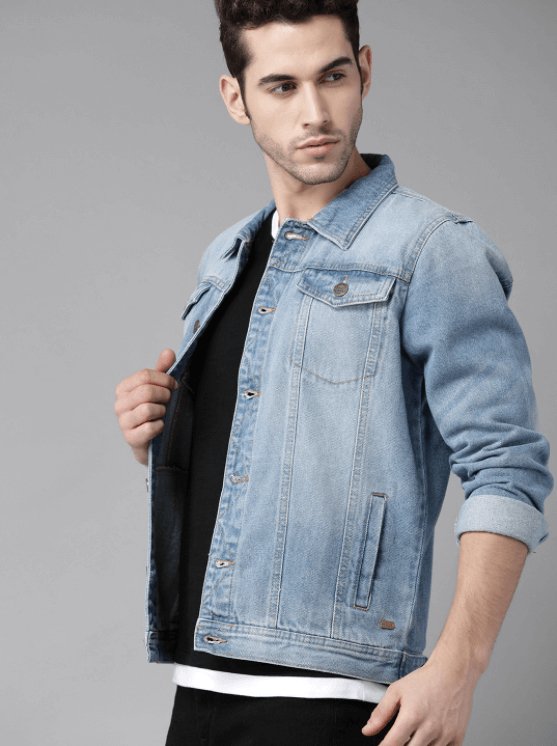 Mens Denim Jacket Light Blue - DOCACCA - Denim Jacket - 