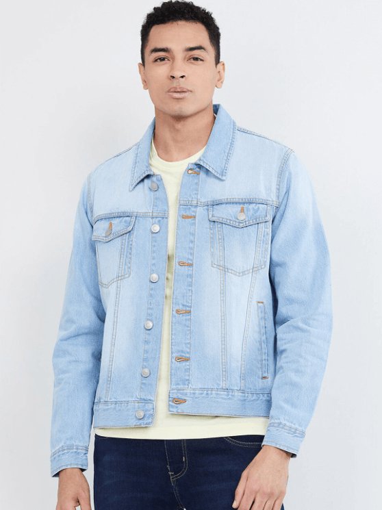 Mens Denim Jacket Light Blue - DOCACCA - Denim Jacket - 