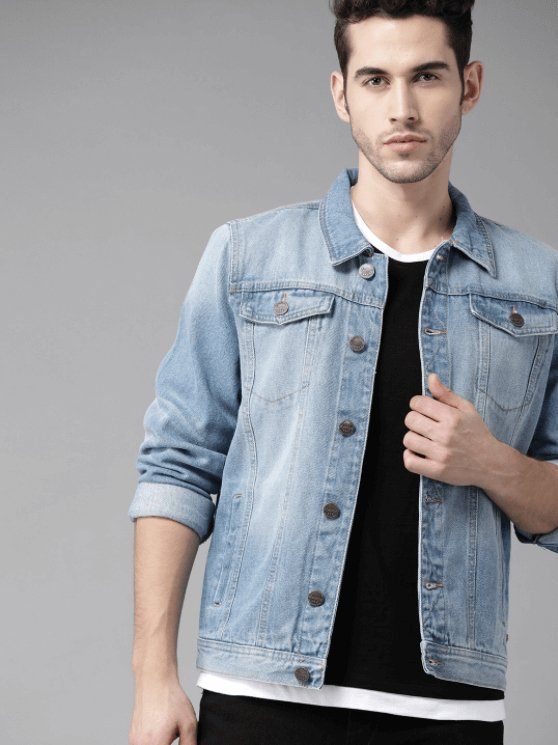 Mens Denim Jacket Light Blue - DOCACCA - Denim Jacket - 