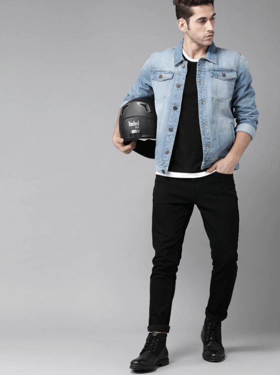 Mens Denim Jacket Light Blue - DOCACCA - Denim Jacket - 