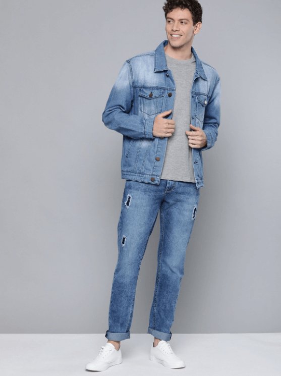 Mens Denim Jacket Light Blue - DOCACCA - Denim Jacket - 