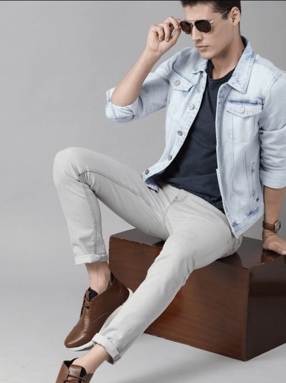 Mens Denim Jacket Light Blue - DOCACCA - Denim Jacket - 