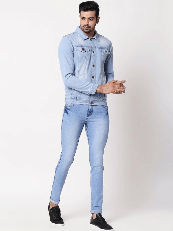 Mens Denim Jacket Light Blue - DOCACCA - Denim Jacket - 