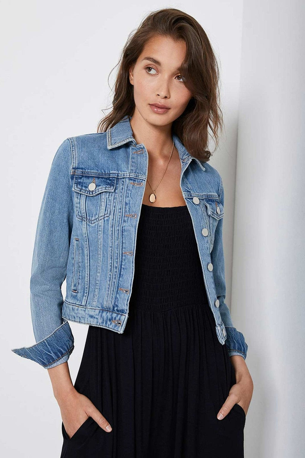 Mint Velvet Blue Puff Shoulder Jacket - DOCACCA - Denim Jackets - 