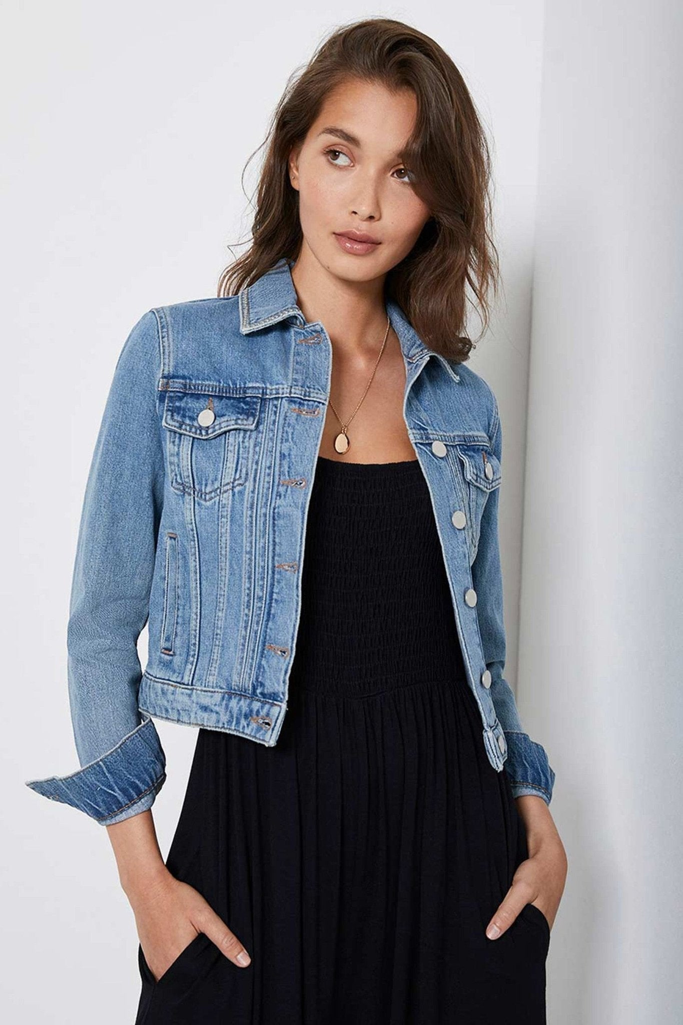 Mint Velvet Blue Puff Shoulder Jacket - DOCACCA - Denim Jackets - 