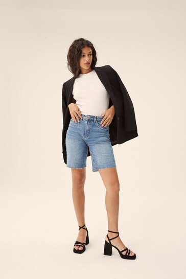 MODA Longline Denim Shorts - DOCACCA - Shorts & Skirts - 