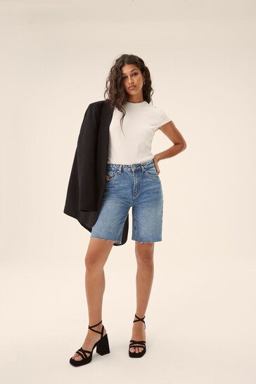 MODA Longline Denim Shorts - DOCACCA - Shorts & Skirts - 