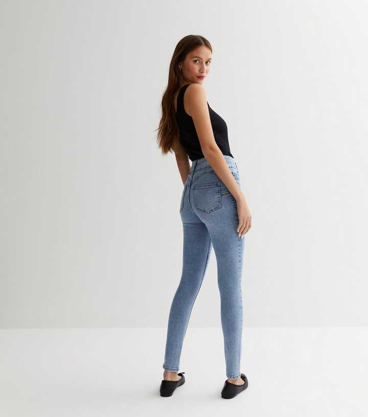 Pale Blue Lift & Shape High Waist Yazmin Skinny Jeans - DOCACCA - Jeans - 