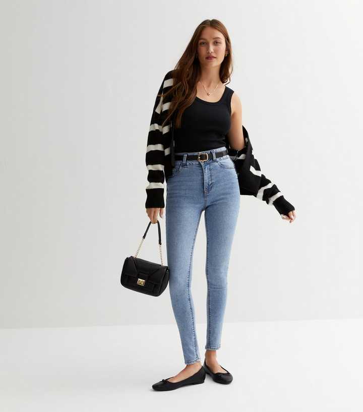 Pale Blue Lift & Shape High Waist Yazmin Skinny Jeans - DOCACCA - Jeans - 