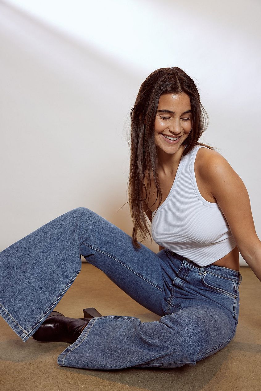 Recycled Wide Leg Flared Denim For Womens - DOCACCA - Jeans - 