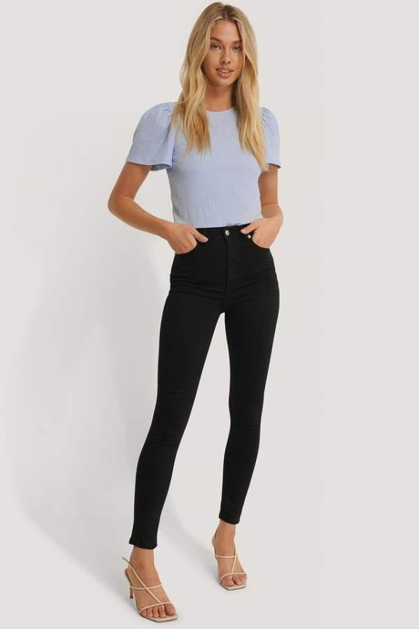 Skinny Fit Mid - Rise Slash Knee Stretchable Jeans - DOCACCA - Jeans - 