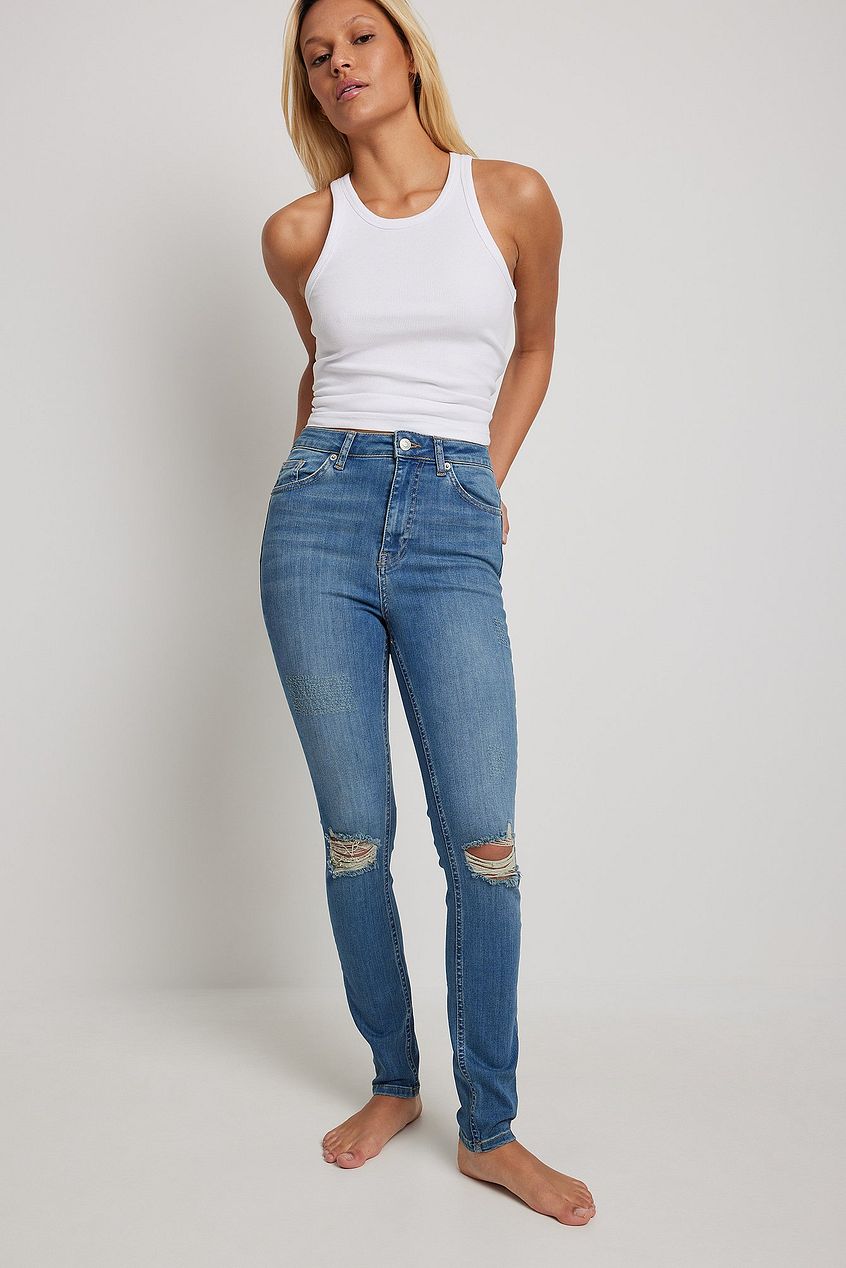 Skinny High Waist Destroyed Jeans For Womens - DOCACCA - Jeans - 