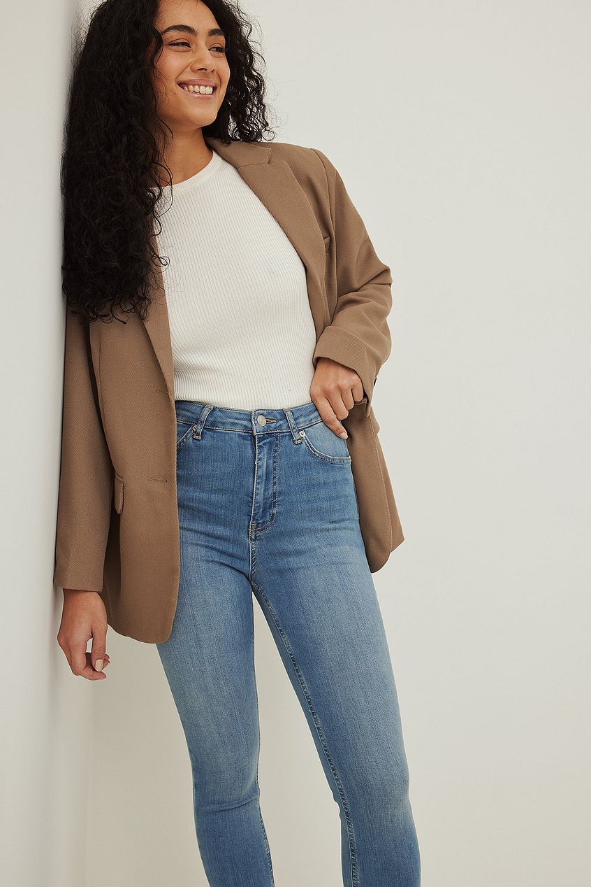 Skinny High Waist Open Hem Jeans For Womens - DOCACCA - Jeans - 